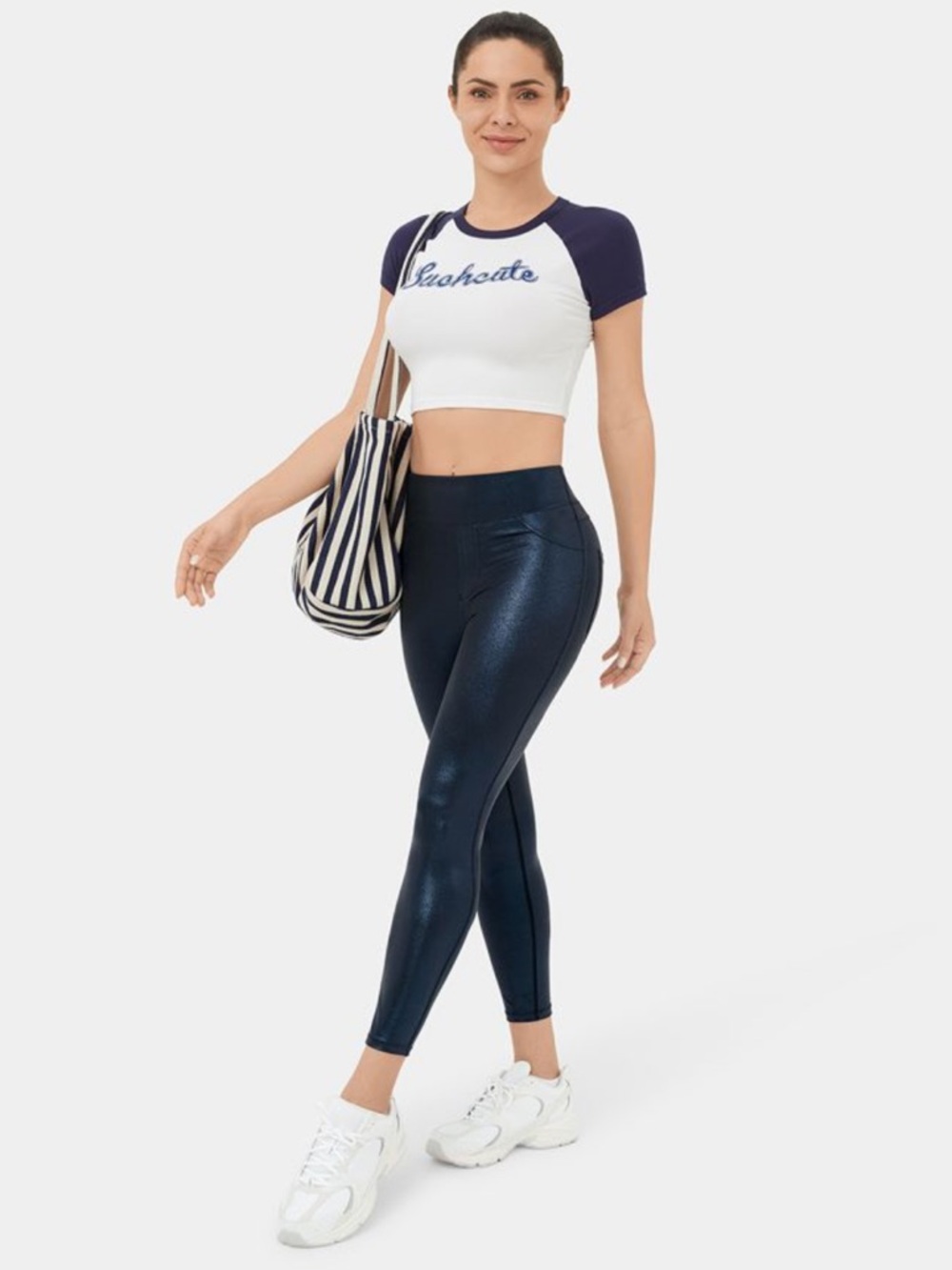 SoftlyZero™ Faux Leather High Waisted Pocket Work Leggings - Picture 4 of 10